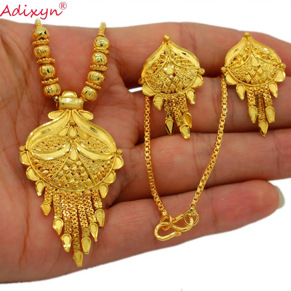 Adixyn чокер с цепочкой серьги набор украшений для женщин девочек Золотой Цвет Медь