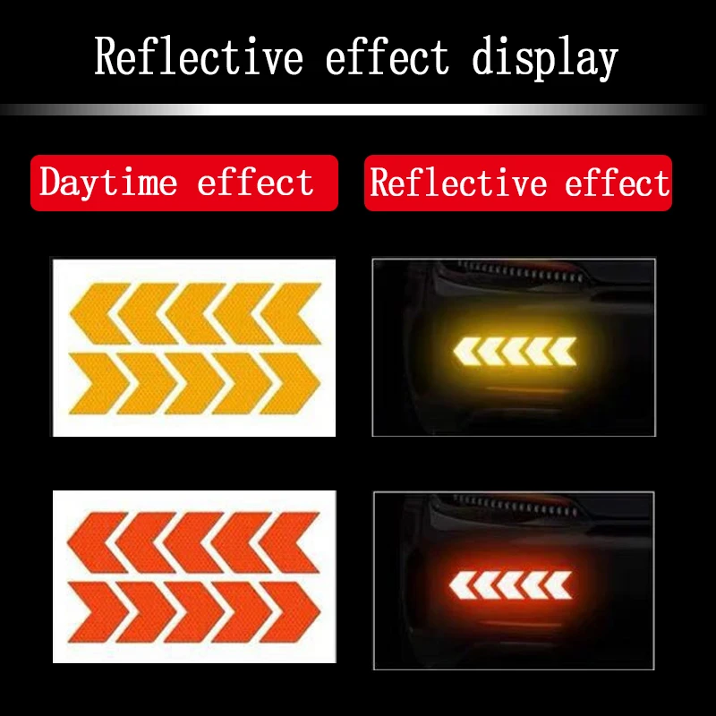 

10pcs auto parts arrow warning sticker general model scratch blocking body decoration reflective sticker