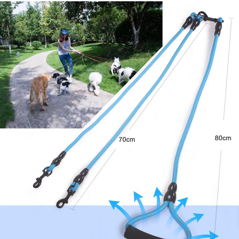 

Нейлоновый Поводок для собак, двухсторонний двойной поводок для прогулок с двумя домашними животными