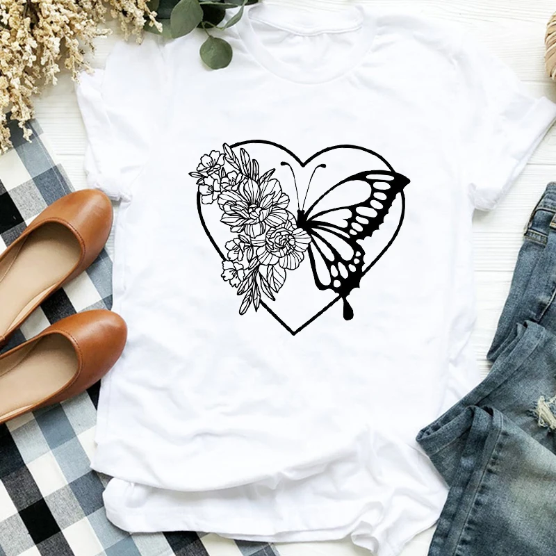 

2021 Woman tshirts Butterfly graphic tshirt Women Fashion Top Female Casual O-neck T-shirt Summer Short Sleeve t-shirt femme