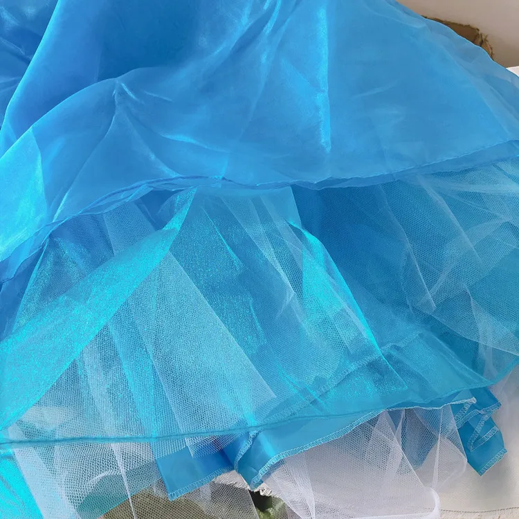 Женское платье Золушки на Хэллоуин 6 слоев голубое принцессы нарядный костюм