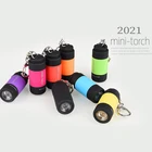 Миниатюрный Водонепроницаемый светодиодный фонарик с зарядкой от USB, карманный фонарь с брелоком, суперъярсветильник ильник для кемпинга и приключений