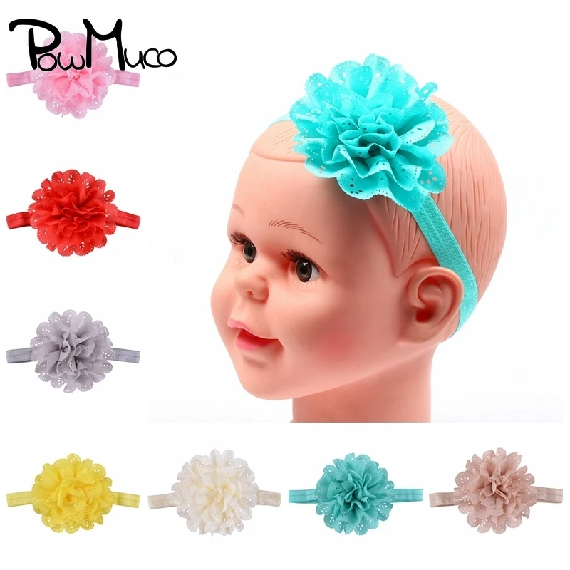 

Powmuco прекрасный ручной работы из сетчатого материала с цветочным принтом повязка на голову, твердые Цвет резинка для волос с цветами аксесс...