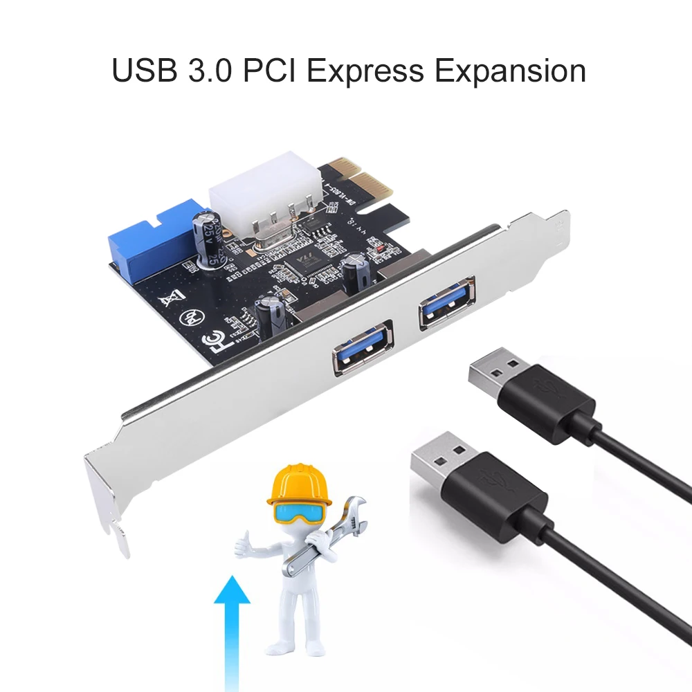 Плата расширения KEBIDU PCI Express профессиональная 2 порта 5 Гбит/с USB 3 0|Компьютерные
