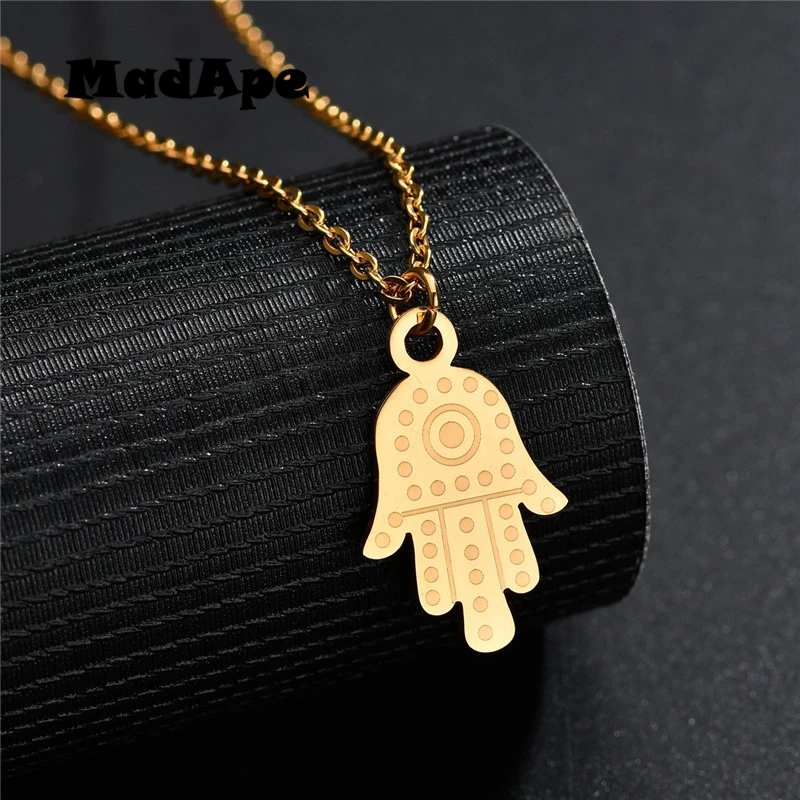 MadApe ожерелье из нержавеющей стали с подвеской Хамса для женщин Золотая рука