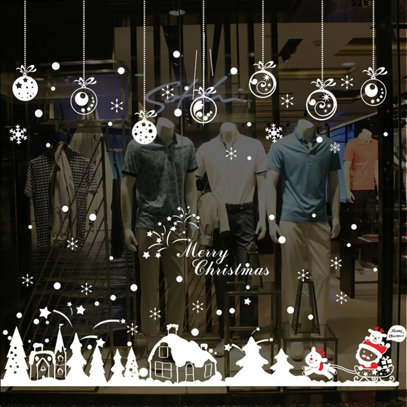 2020 рождественские настенные наклейки украшения для Витрины Магазина окон и