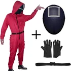 Костюм из игры кальмар, маска для косплея, красный комбинезон, пояс для косплея, костюм на Хэллоуин и вечеринку, реквизит, рождественский подарок