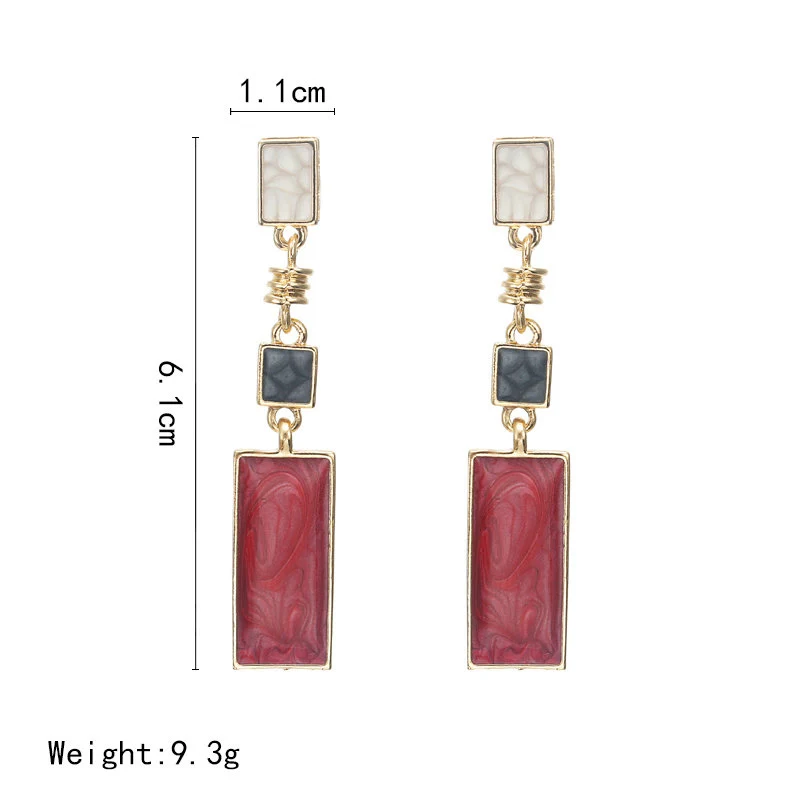 

Earrings Jewelry Fashion Women Design Black White Red Color Square Drop Earring Geometric Fashion Wedding Jewelry Wholesale