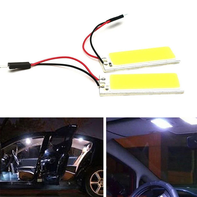 

2pcs 12V Xenon HID White 36-COB LED Dome Map Light Bulbs Car Interior Panel Lamp Come With T10, Festoon Light Adapters