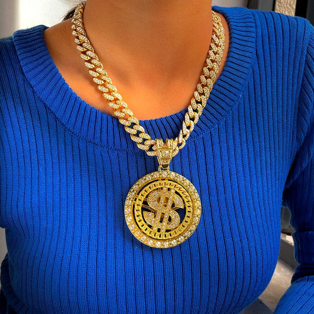 Ожерелье с кубинской подвеской Стразы в стиле хип-хоп для мужчин и женщин |