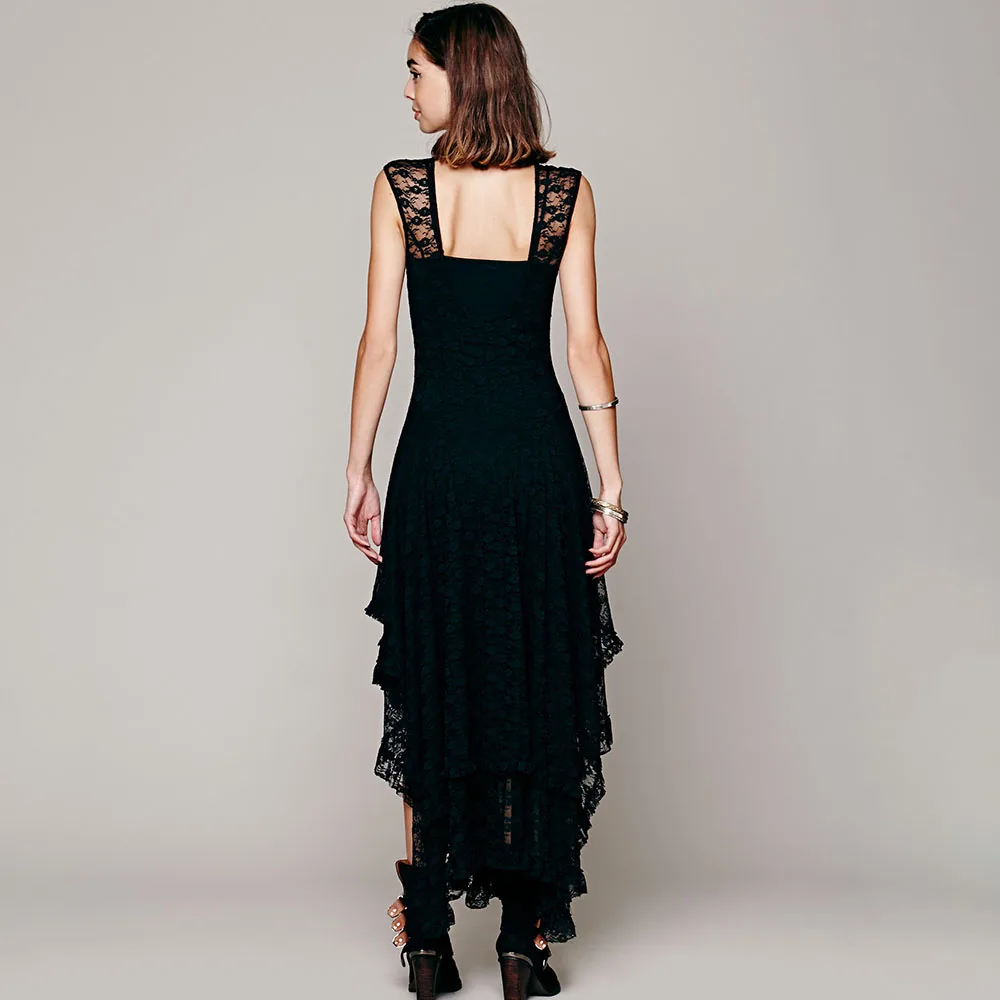 Женское кружевное длинное платье с открытой спиной на лето 2020 элегантное модное