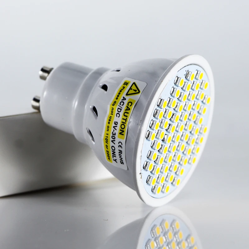 Ампульная Светодиодная лампа GU10 Ac Dc 12v to 24 v 3W освещение 180 градусов пластиковая