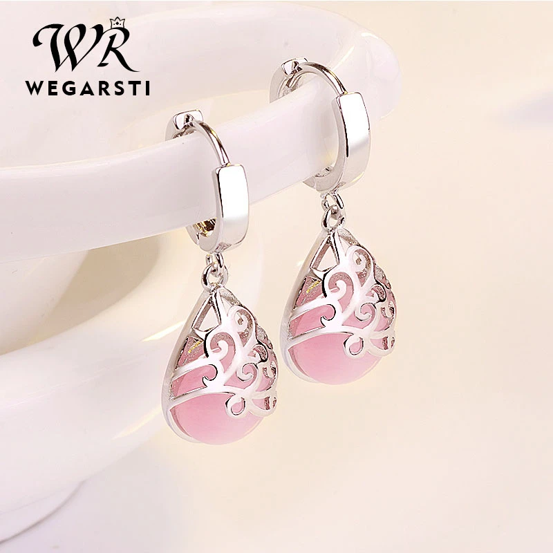 WEIGARSTI 925 пробы Silver лунный камень опал Tears тотемные серьги в подарок Oorbellen Boucle