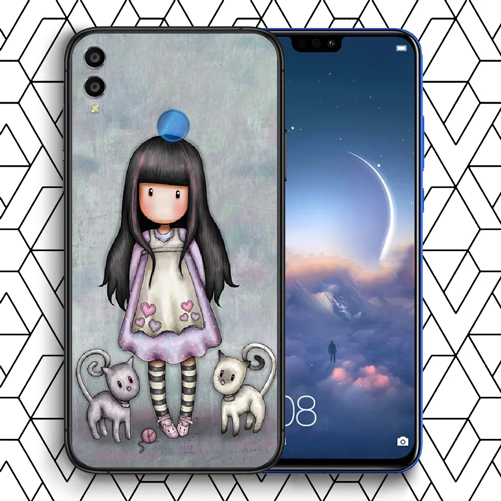 

Cartoon Lovely Santoro Gorjuss Phone Case Cover Hull For HUAWEI Honor 7a 8s 8a 8x 9 9x 10 20 i Lite Pro black Etui Luxury Bumper