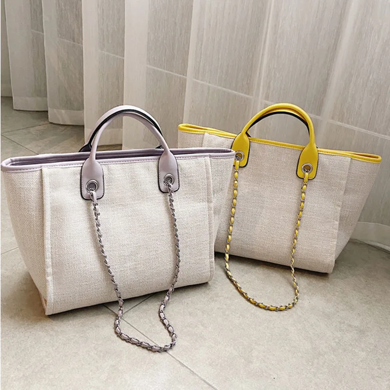 

Casual Fashion Large-capacity Handbag For Women Luxury Designer Chain Tote Canvas Lady Shoulder Messenger Bag Female Shopper Bag