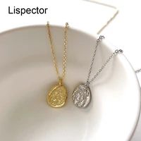 lispector 925 sterling silver french irregular texture oval pendant necklace for women luxury chic party necklace female jewelry