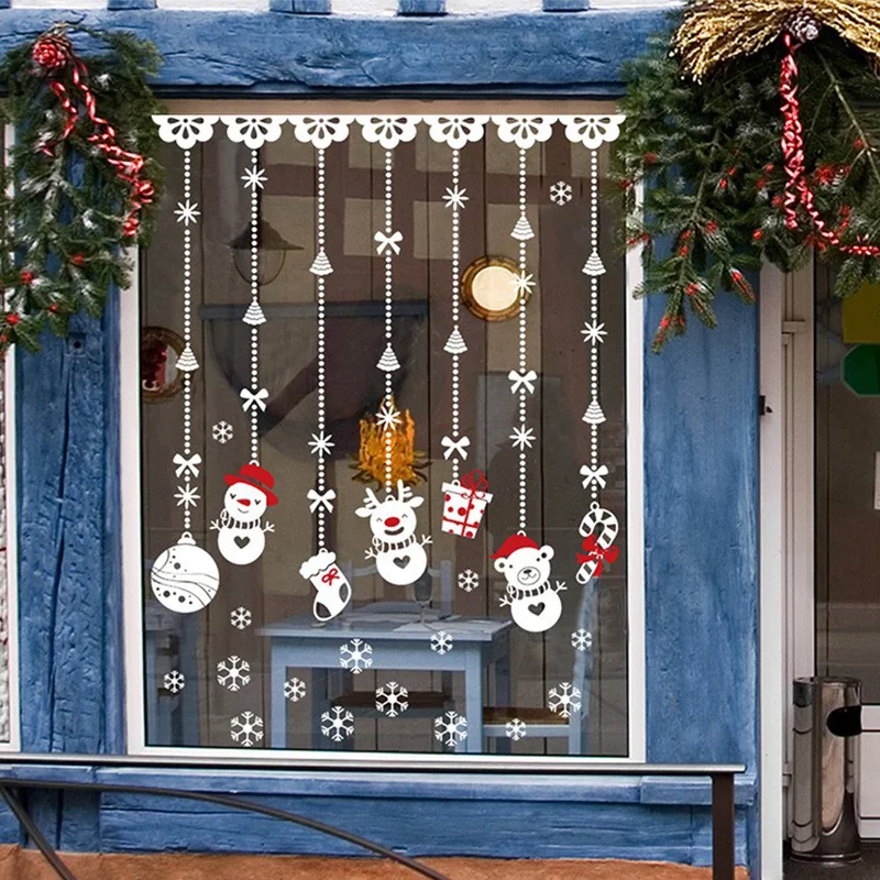 Наклейка на окно с надписью &quotMerry Christmas&quot украшения для дома гирлянда подарок