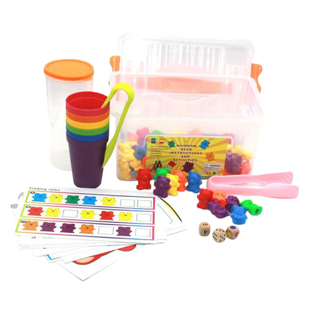 

60pcs Kids Educational Toy Set Bears Counting Sorting Toys with Rainbow Cups