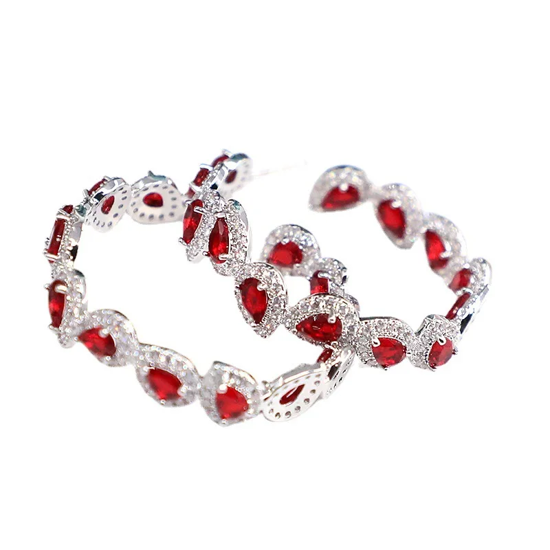 

Fashionable personality earrings with zirconium diamond drop ring 210317-47