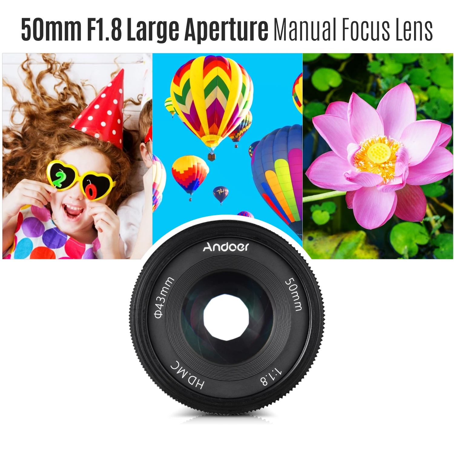 Andoer Digital 50 мм F1.8 объектив камеры с большой апертурой многослойное покрытие пленка