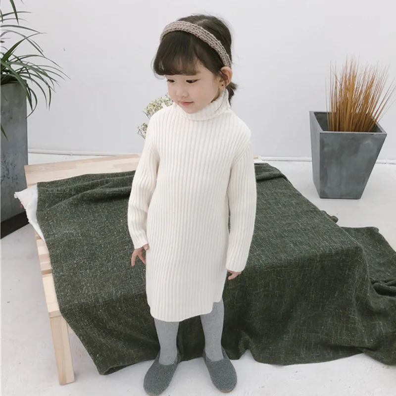 2019 New Kid Sweater Dress Princess Girls Autumn Winter Children Turtleneck Toddler Knitted BC442 | Детская одежда и обувь