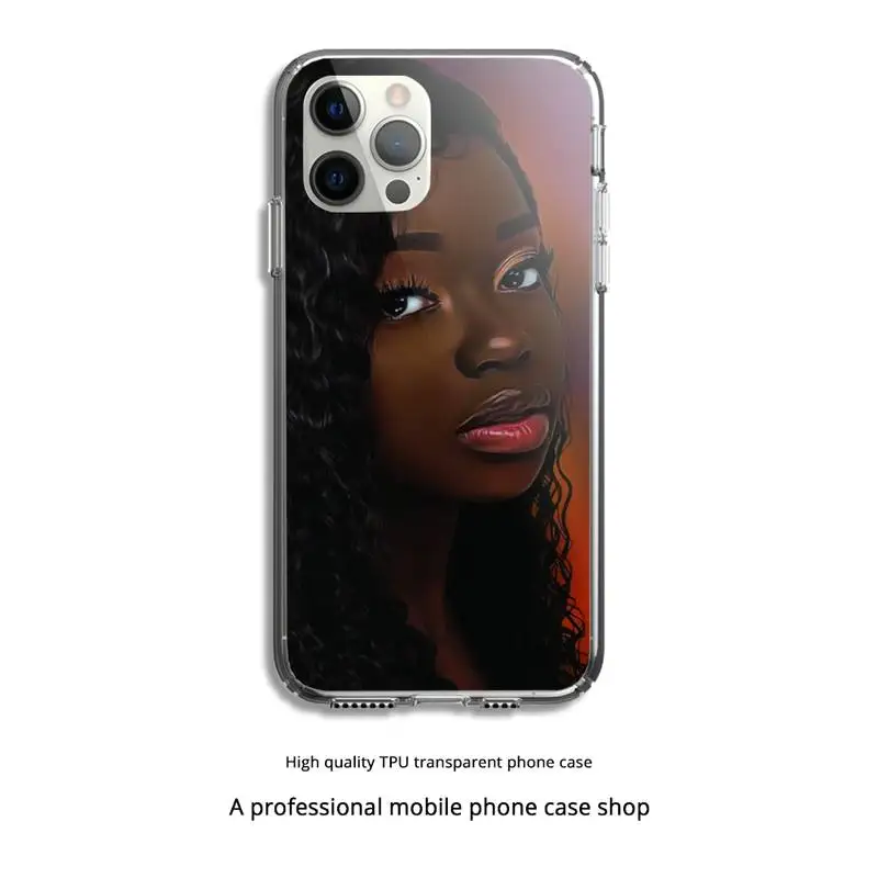

Black Girl Magic Melanin Queen Phone Case Clear Cover For Iphone 5 6 7 8 11 12 Plus XR X XS SE2020 11/12PRO Max Transparent