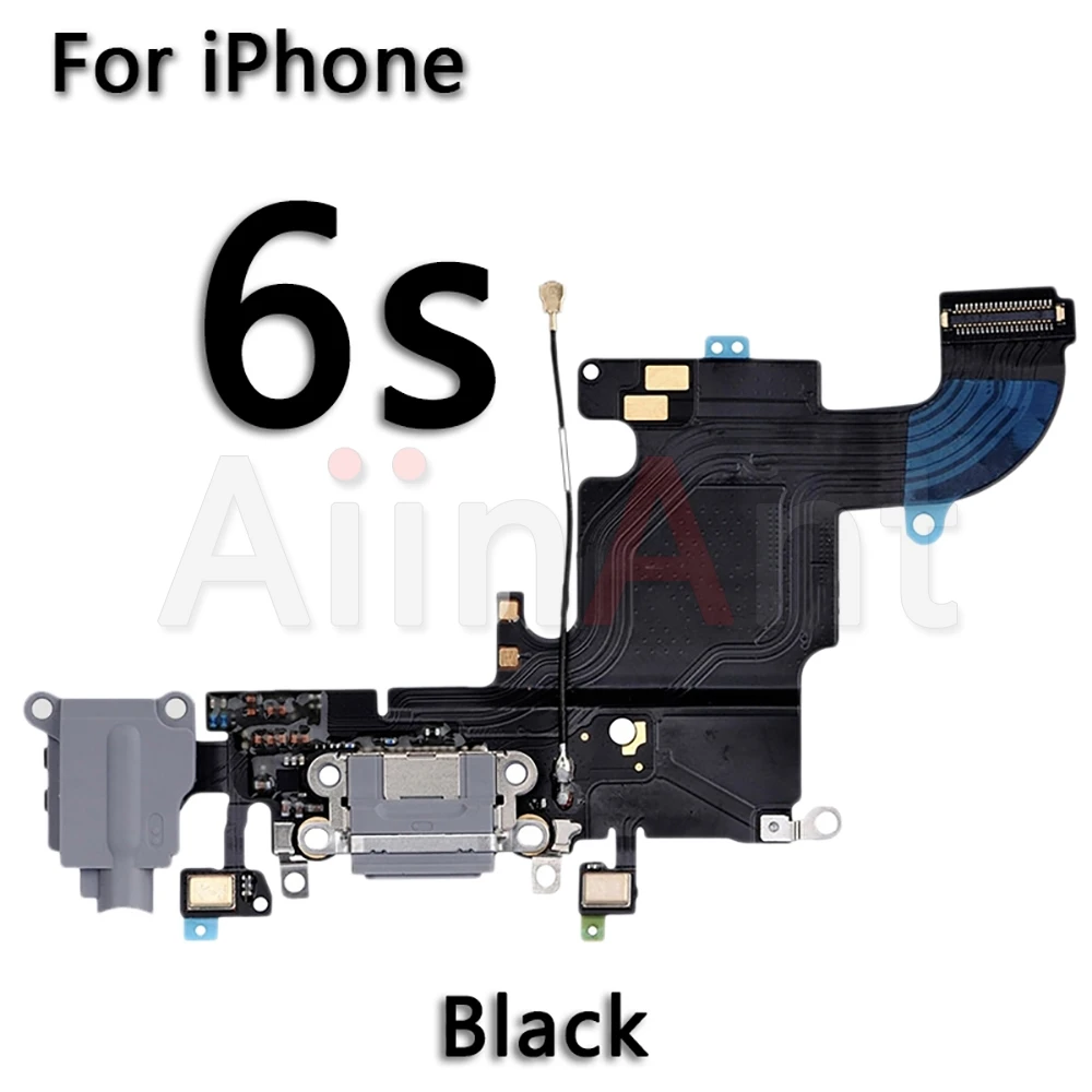 Нижний usb-разъем для зарядного устройства для iPhone 5, 5S, 5c, SE, 6, 6s Plus, док-станция для зарядки, шлейф для замены - Цвет: For iPhone 6s Black