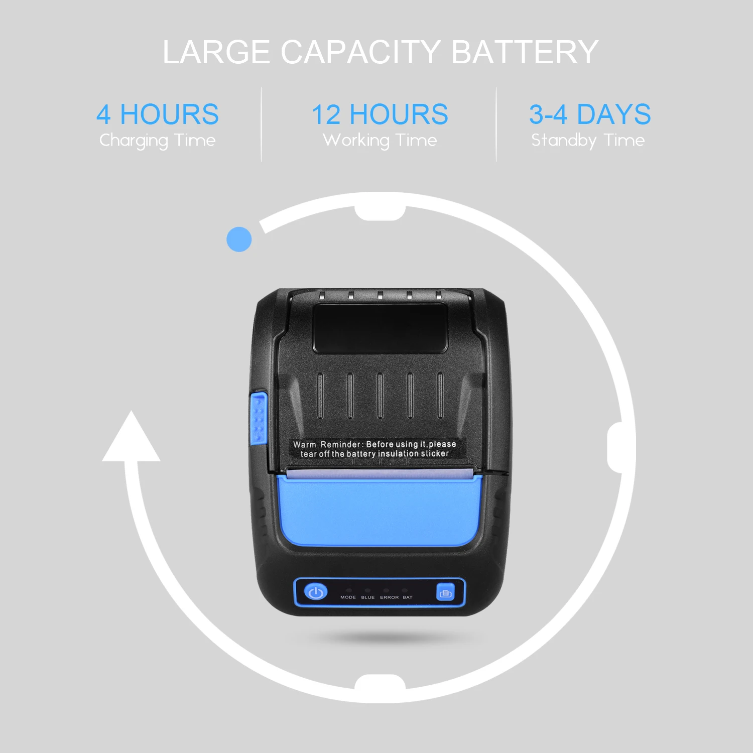 Aibecy портативный 58 мм Термопринтер принтер штрих кодов USB BT соединение