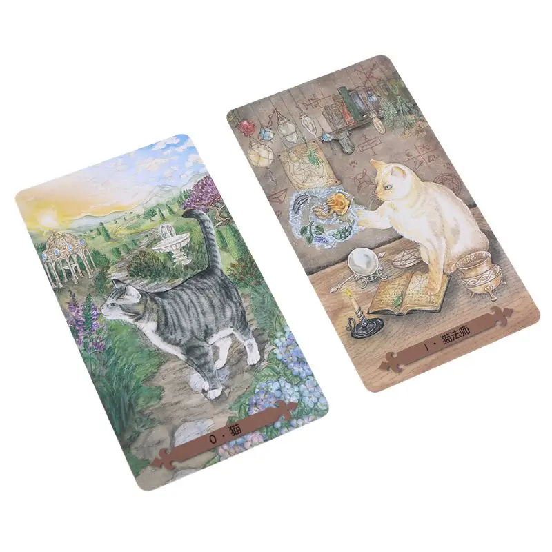 

Mystical Cats Tarots 78 Cards Deck Party Board Game with Cards Bag and Guidebook