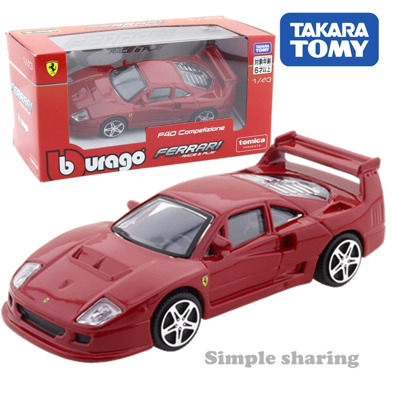 

Takara Tomy Tomica Presents Burago Race & Play Series 1:43 F40 Competition Zione Car Kids Toys Motor Vehicle Diecast Metal Model