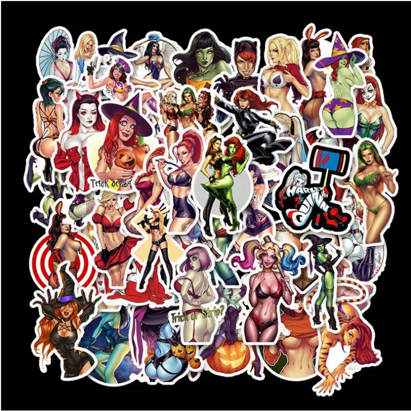 

50 pcs Devil girl sexy personality Graffiti Waterproof Skateboard Travel Suitcase Phone Laptop Luggage Stickers Cute Kids Girl