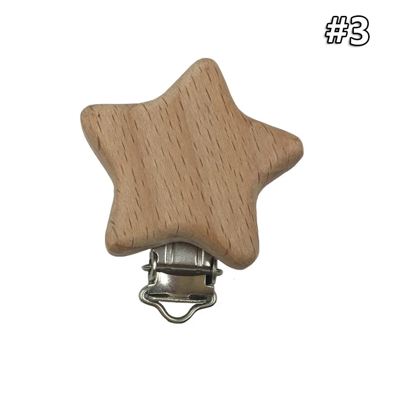 Wooden Clips 3 1 шт. детские деревянные погремушки из натурального бука, клипсы для соски, Мультяшные животные, соска, цепочка, аксессуар, зубной прорезыватель для малышей - Цвет: Wooden Clips 3