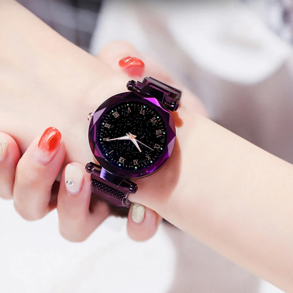 Мода reloj mujer Стразы Звездный Циферблат из нержавеющей стали с магнитной застежкой