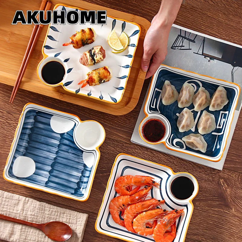 

Japanese-style Ceramic Dumpling Plate Sushi Plate Dipping Plate Dividing Plate Ceramic Plate