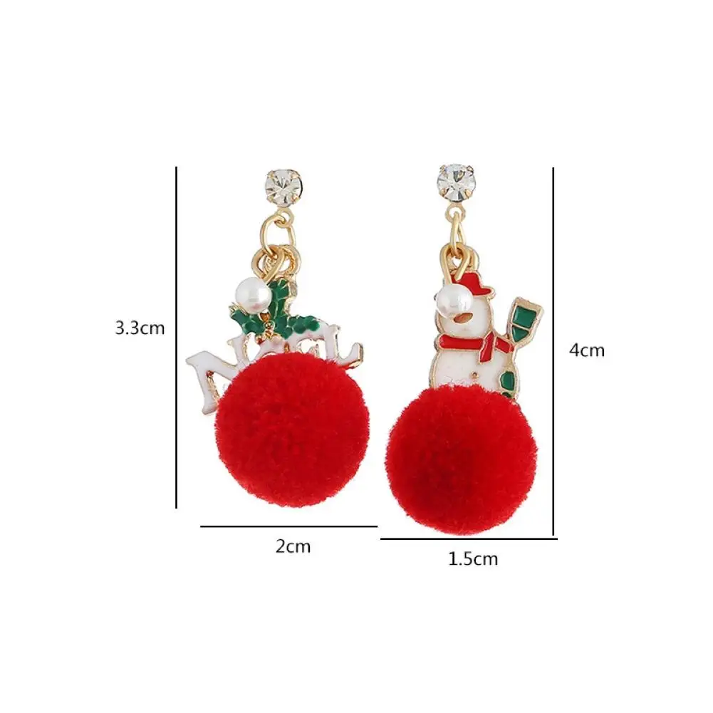 

Stylish Women Fur Ball Ear Stud Santa Claus Snowflake Eardrop Hook Earrings