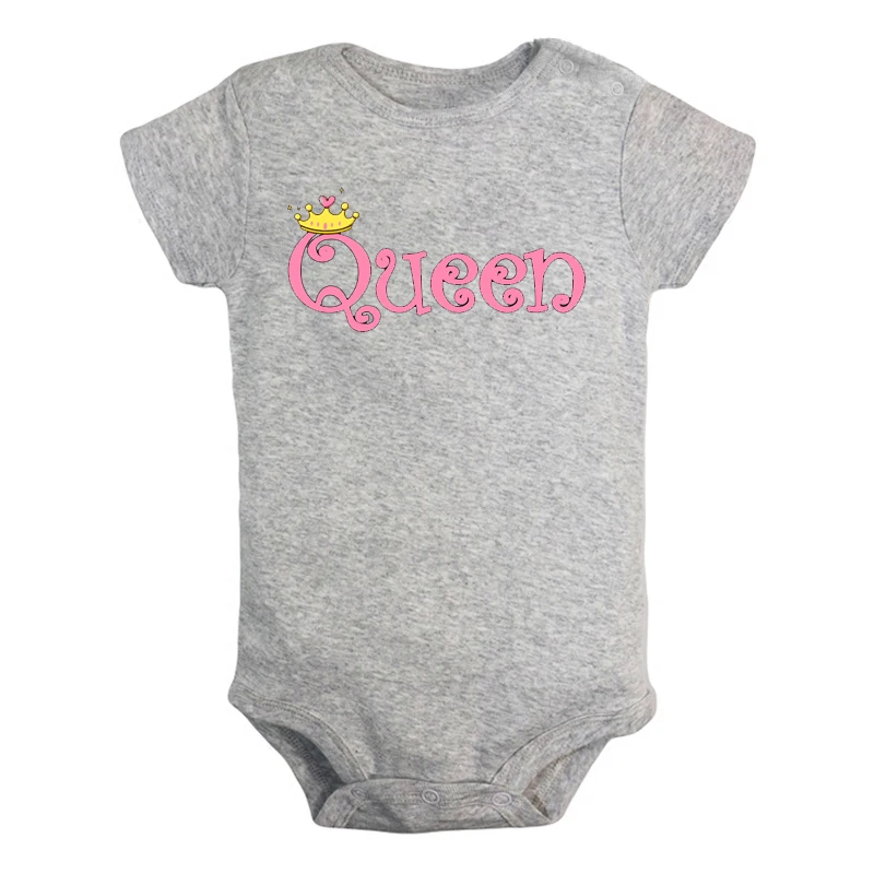 

funny queen king prince Newborn Baby Girl Boys Clothes Short Sleeve Romper Jumpsuit Outfits 100% Cotton Christmas Gift