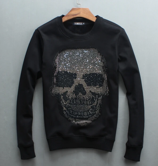 Осенне зимняя мужская толстовка с длинным рукавом рисунком черепа 2019 одежда