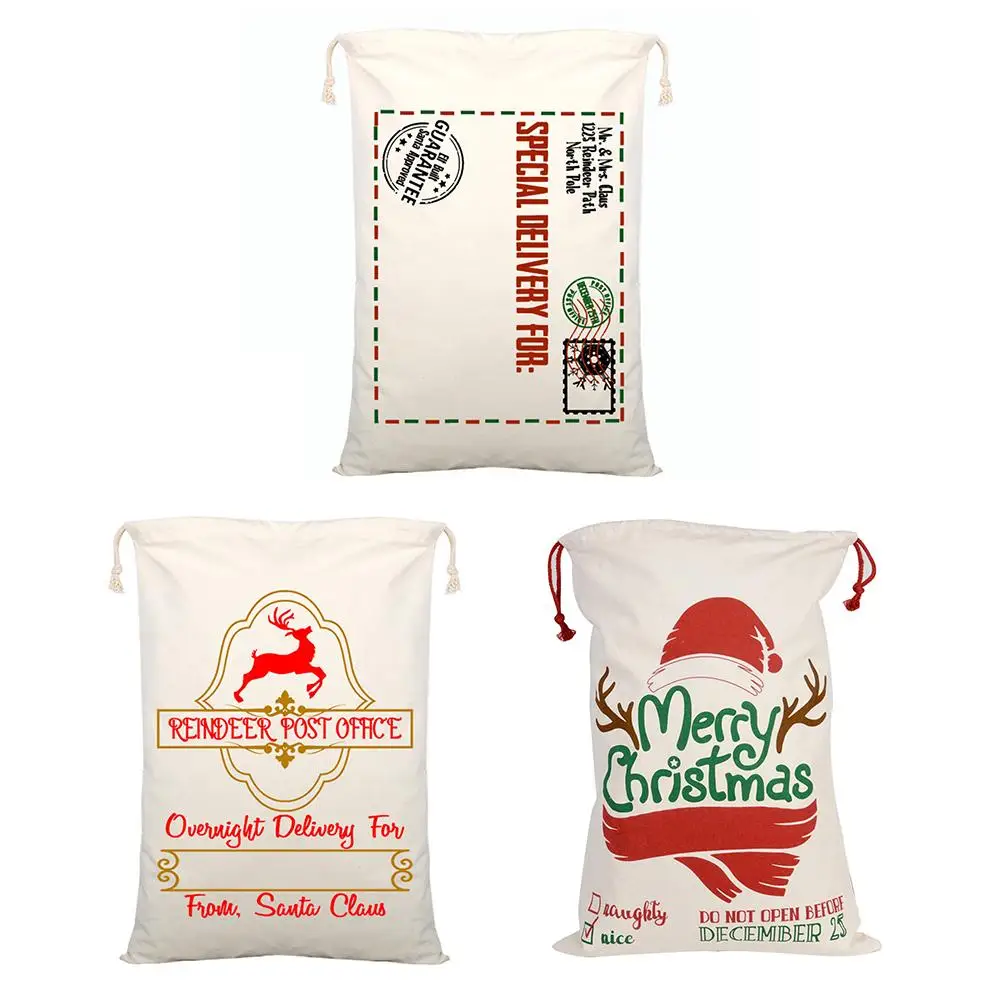 50x70 см большая холщовая Рождественская Подарочная сумка мешок Санта-Клауса
