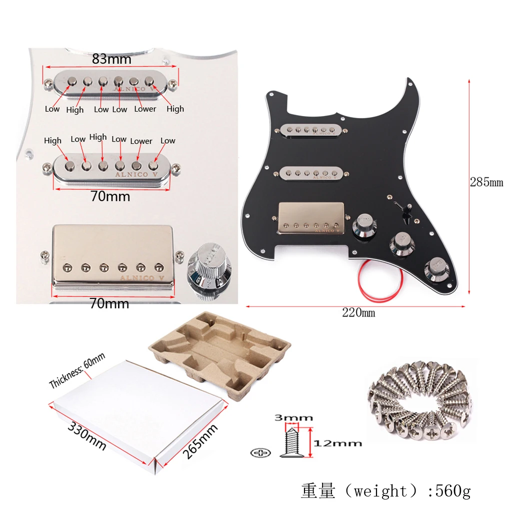 

Electric Guitar SSH 3-ply Wired Pickguard Anti-Scratch Plate Protector + Back Plate Guitar DIY Parts