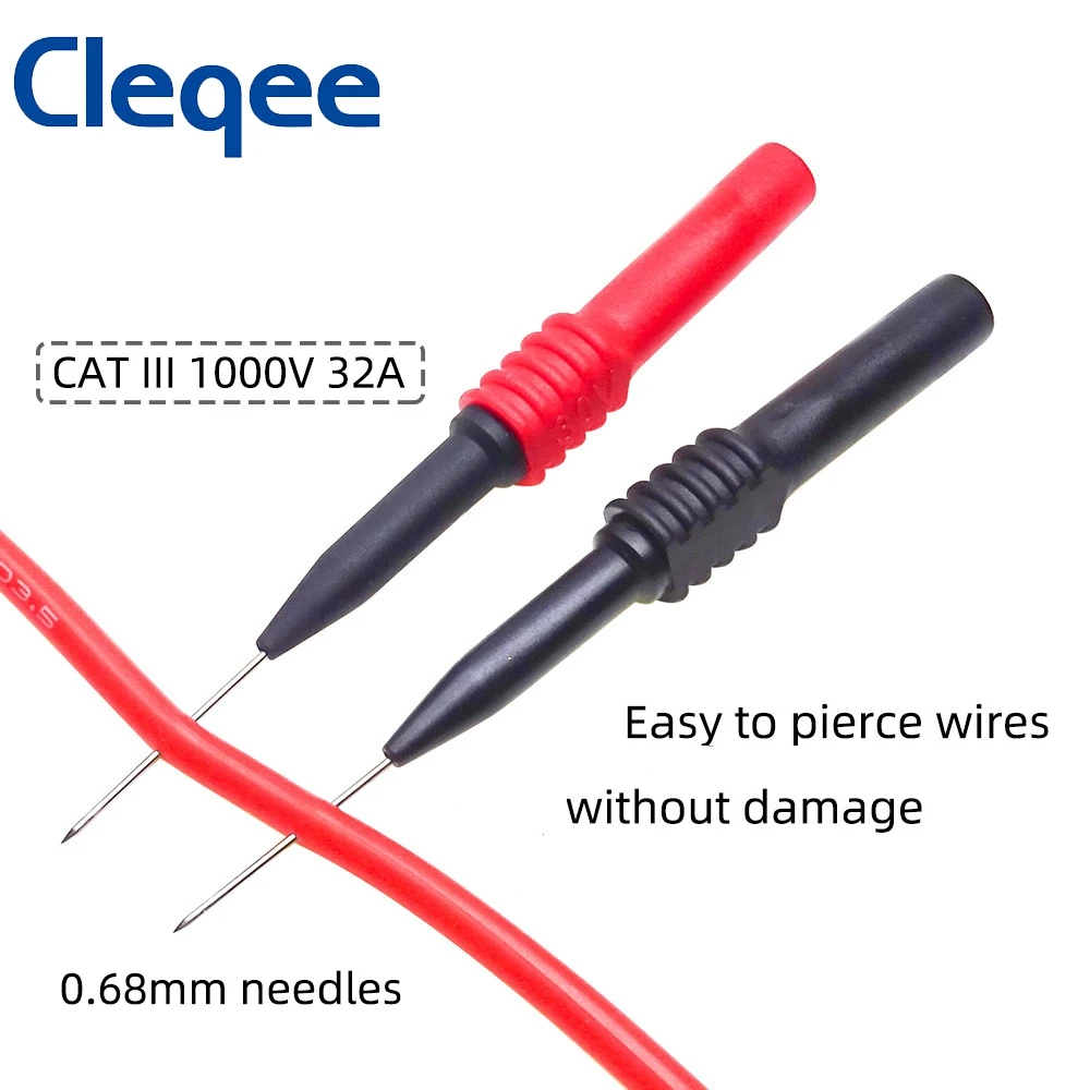 Cleqee Multimeter Test Leads Kit Safety Piercing Probe 4mm Banana Plug Stainless Needle Alligator Clips Automotive Tool Set | Инструменты