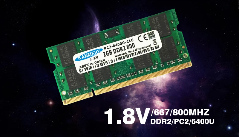 Kanmeiqi DDR2 4 Гб(2 шт. X2GB) PC2-6400 800 МГц 533/667 МГц для ноутбука SO-DIMM памяти Оперативная память 200pin 1,8 V