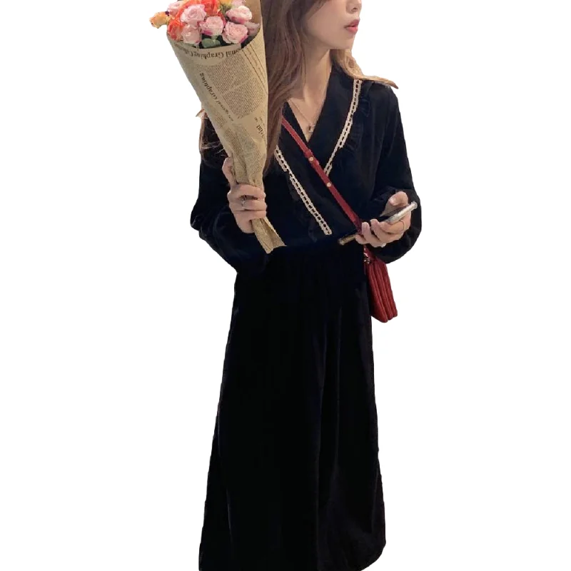 

New Spring Dress Girls Boho Solid Female Vintage Dress Party Oversize Long Sleeve Women Dresses Robe Vestido