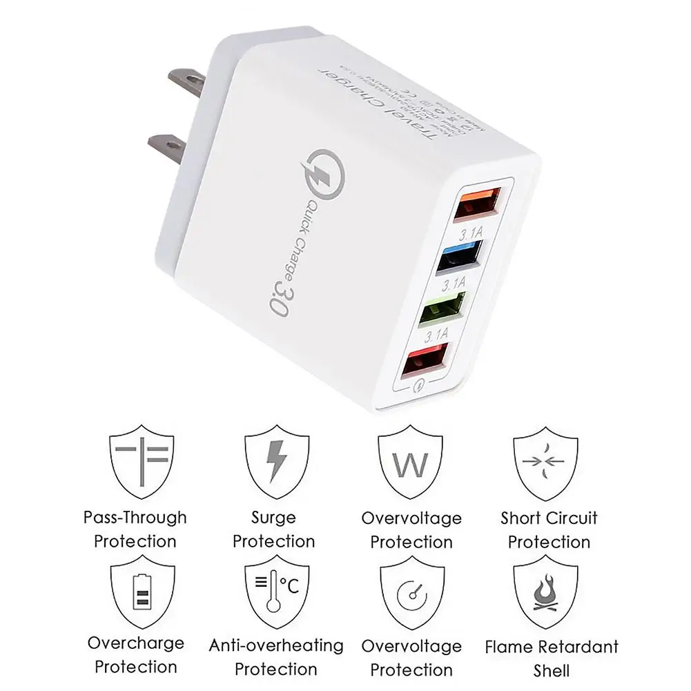 Универсальное сетевое зарядное устройство с 4 USB портами 3 А|Зарядные устройства| |