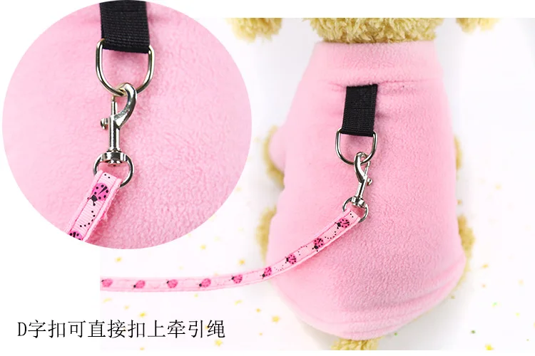 

Pet Dog Clothes Warm Fleece Hanging Traction Rope D Buckle Cat and Dog Pet Coat Solid Color Clothes Supplies chihuahua clothes