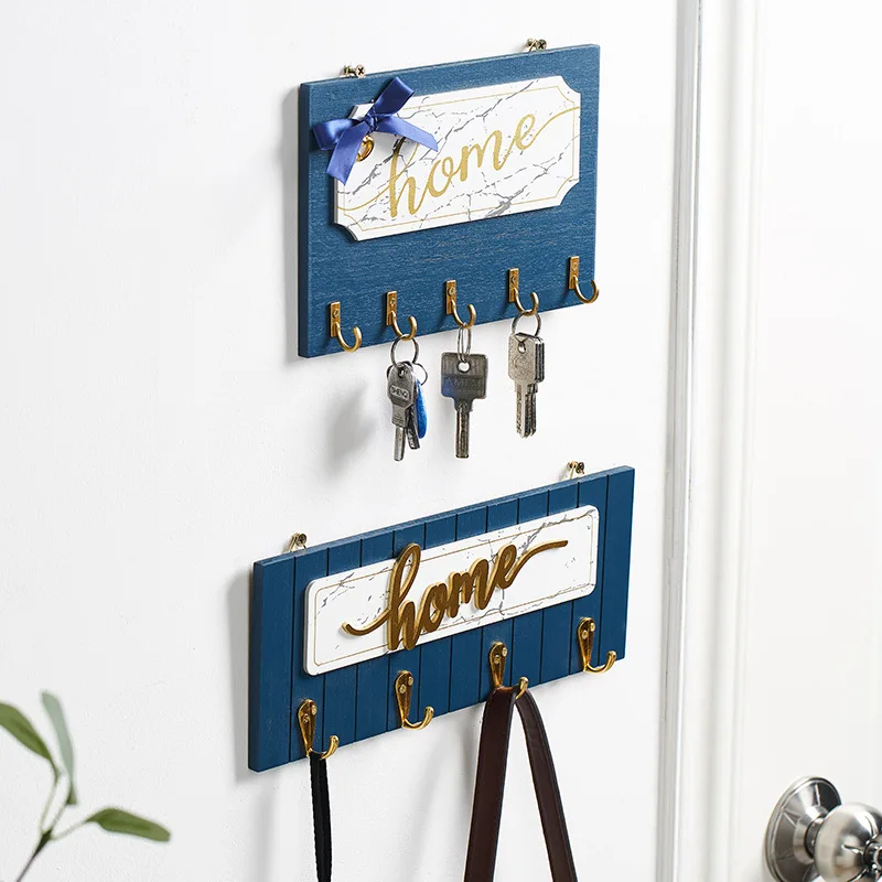 

Minimalist Wall Hanging Key Holder Wall Holder Organizer Wooden Wall-mounted Shelving Hook Storage Rack Key Hook Coat Hanger
