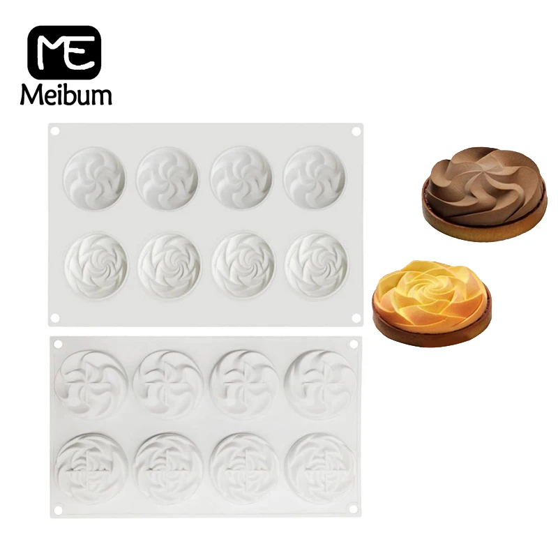 Meibum 8 Cavity 3D Spiral Silicone Cake Mold French Dessert Pan Chocolate Brownie Mousse Mould Muffin Pastry Tray Baking Tools | Дом и сад