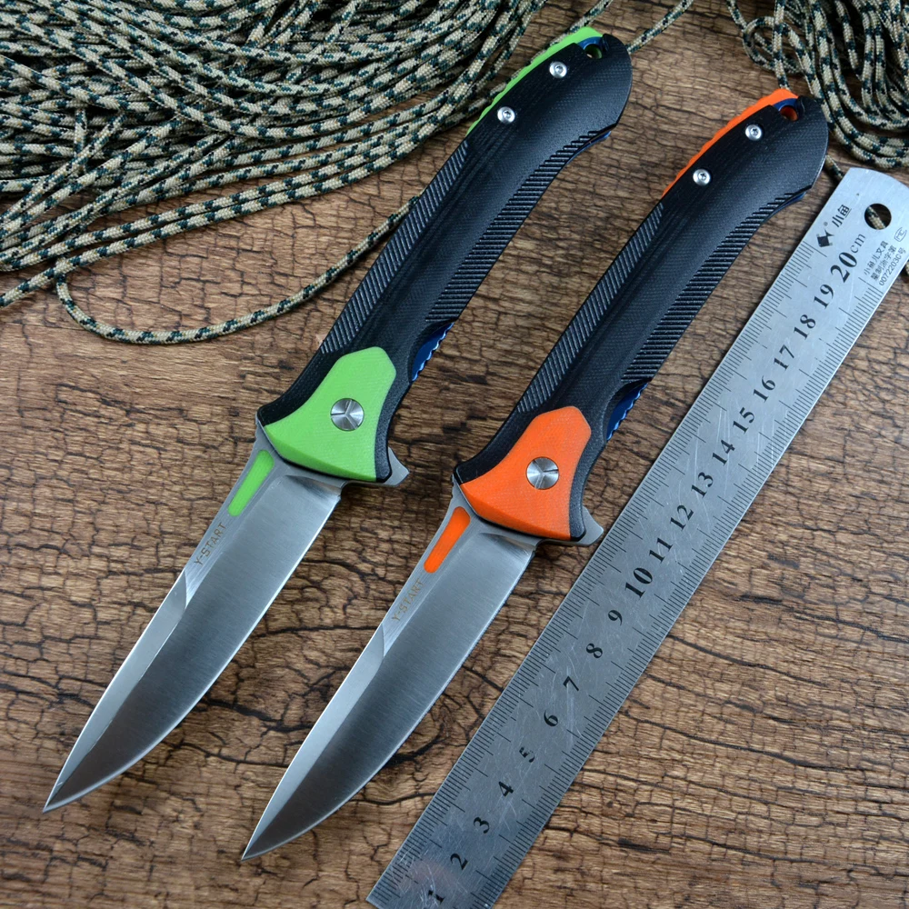 

Y-START New Pocket Hunting Folding Knives Flipper Fast Open D2 Satin Blade G10 Handle Outdoor Camping Gift EDC LK5025