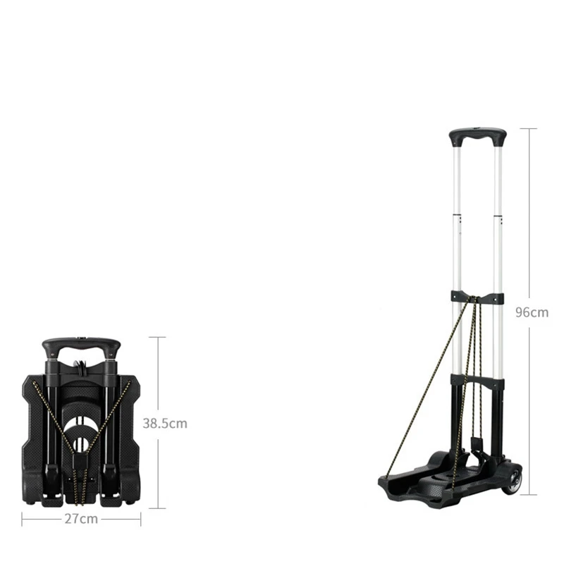 

Aluminum Alloy Trolley Trailer Folding Hand-Carried Shopping and Grocery Shopping Luggage Cart with Black Cloth Bag