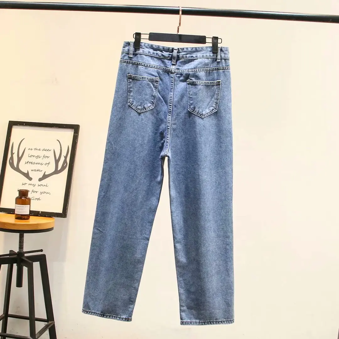 2020 весенние модные джинсы с высокой талией женские широкие брюки хлопковые