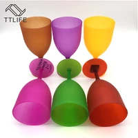 hot 6pcsset plastic wine glasses frosted goblet cocktail champagne party picnic bar drink cup colorful tea cups gift coffee mug